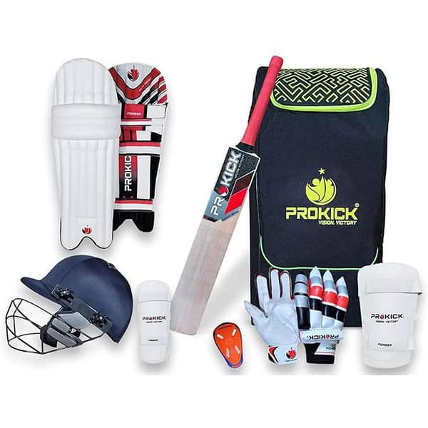 Prokick Megakit Kashmir Willow Full Cricket Kit with Helmet Black Red Camouflage SH - LXINDIA.COM