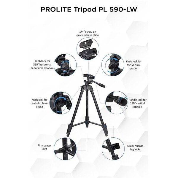 Prolite PL 590 LW Tripod with Mobile Holder and Carry Bag2 - LXINDIA.COM