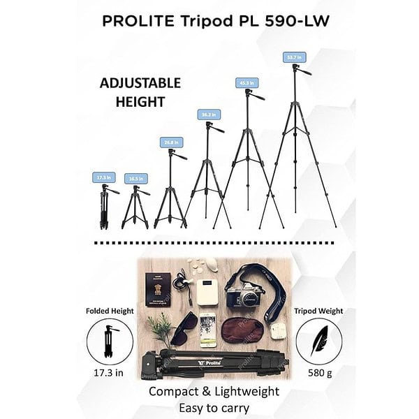 Prolite PL 590 LW Tripod with Mobile Holder and Carry Bag3 - LXINDIA.COM