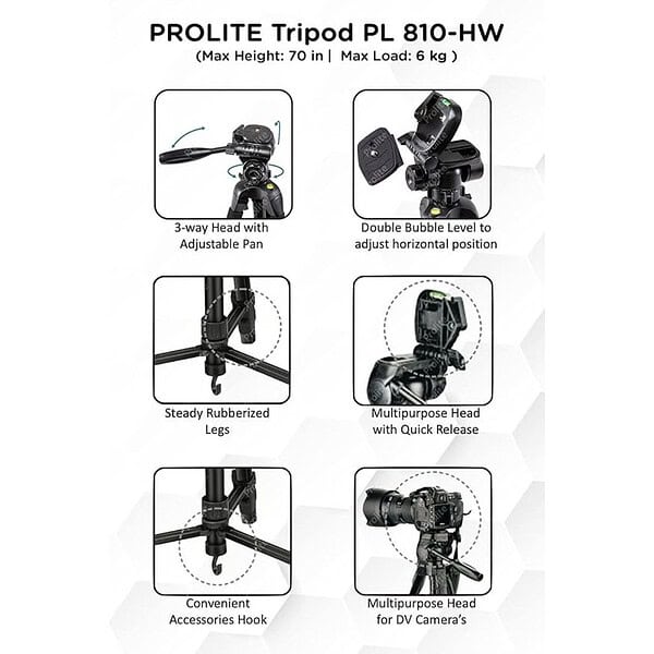 Prolite PL 810HW Tripod with Mobile Holder And Carry Bag1 - LXINDIA.COM