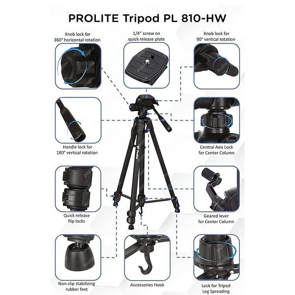 Prolite PL 810HW Tripod with Mobile Holder And Carry Bag2 - LXINDIA.COM