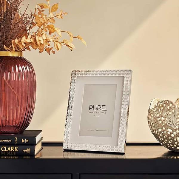 Pure Home and Living Aluminium Rectangle Check Photo Frame Size 4 X 6 Inches Silver 1 - LXINDIA.COM