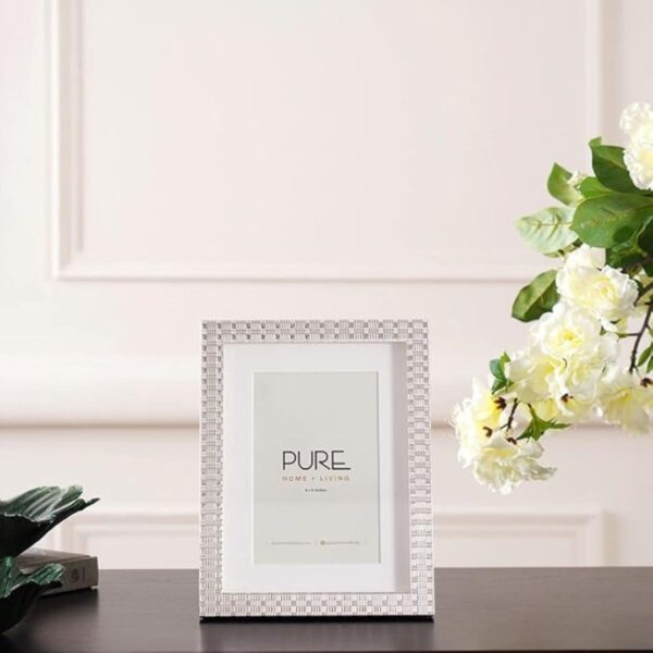 Pure Home and Living Aluminium Rectangle Check Photo Frame Size 4 X 6 Inches Silver 2 - LXINDIA.COM