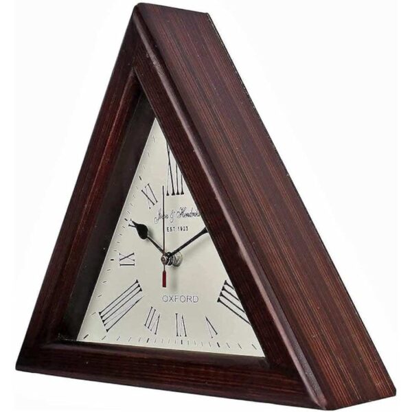 QSP Handicraft Triangle Wooden Designer Big Wall Clock 12 Brown 1 - LXINDIA.COM