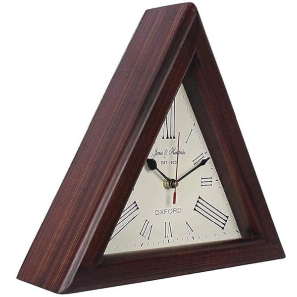 QSP Handicraft Triangle Wooden Designer Big Wall Clock 12 Brown 3 - LXINDIA.COM