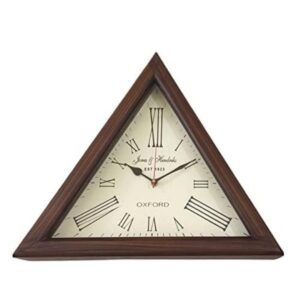 QSP Handicraft Triangle Wooden Designer Big Wall Clock 12 Brown - LXINDIA.COM