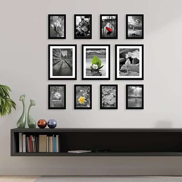 RANDOM Synthetic Photo Frame Set For Wall 11 Individual Photo Frames Black 1 - LXINDIA.COM