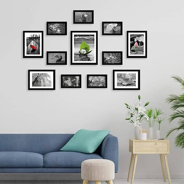 RANDOM Synthetic Photo Frame Set For Wall 12 Individual Photo Frames Black 1 - LXINDIA.COM