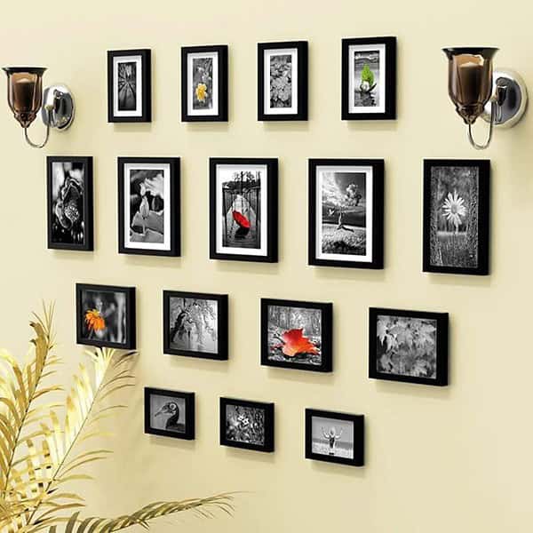 RANDOM Synthetic Photo Frame Set For Wall 16 Individual Photo Frames Black - LXINDIA.COM