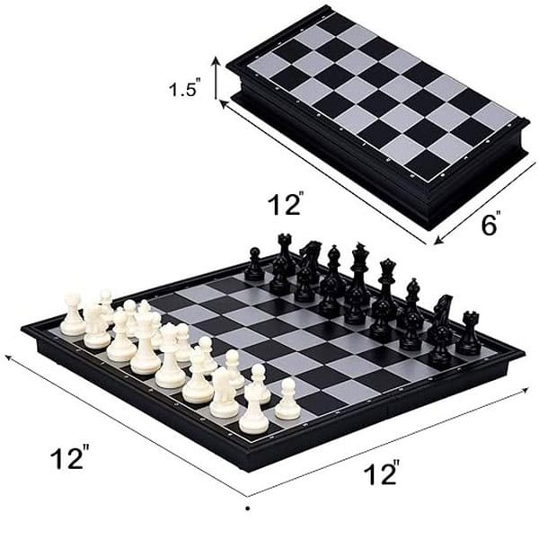 RECTITUDE 12X 12Magnetic Folding Chess Set Black Color 1 - LXINDIA.COM