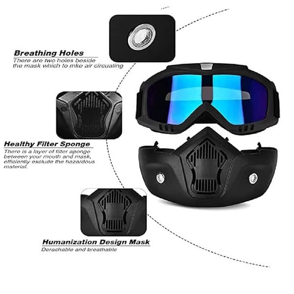 ROMJ Motorcycle Goggle Mask Anti Scratch Uv Protective Face Mask2 - LXINDIA.COM