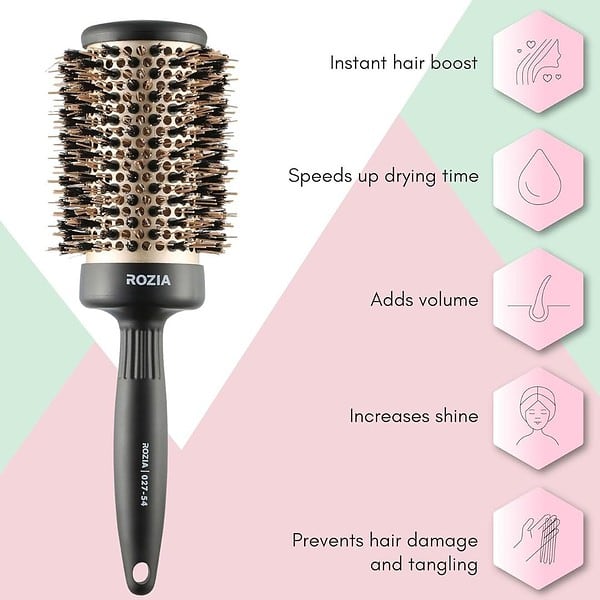 ROZIA Pro Boar Bristles Round Hair Brush 54 MM2 - LXINDIA.COM