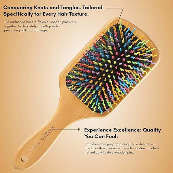 ROZIA Pro Natural Bamboo Hair Brush S Curve Bristles2 - LXINDIA.COM