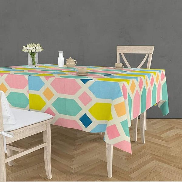 RRC Super Soft Brushed Microfiber Cotton Dining Rectangular Table Covers Pink Yellow 3 - LXINDIA.COM