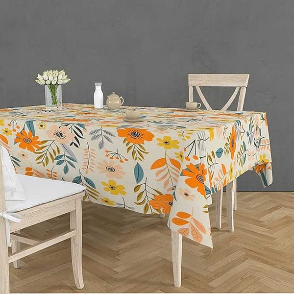 RRC Super Soft Brushed Microfiber Cotton Dining Table Cloth Rectangular Table Covers Peach 1 - LXINDIA.COM