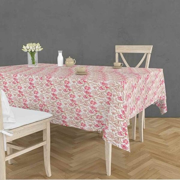 RRC Super Soft Brushed Microfiber Cotton Dining Table Cloth Rectangular Table Covers Pink 3 - LXINDIA.COM