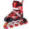 Rainseal Kids Inline Roller Skates with Illuminating Wheels Red and Black - LXINDIA.COM