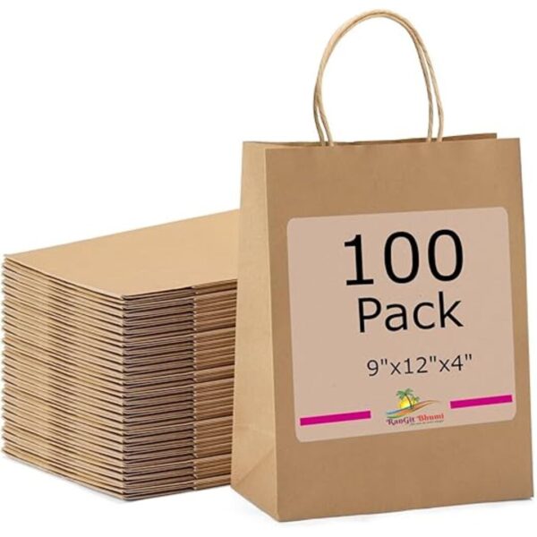 RanGit Bhumi Brown Paper Bags 9 12 4 100pcs - LXINDIA.COM