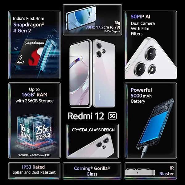 Redmi 12 5G Moonstone Silver 8GB RAM 256GB ROM 1 - LXINDIA.COM