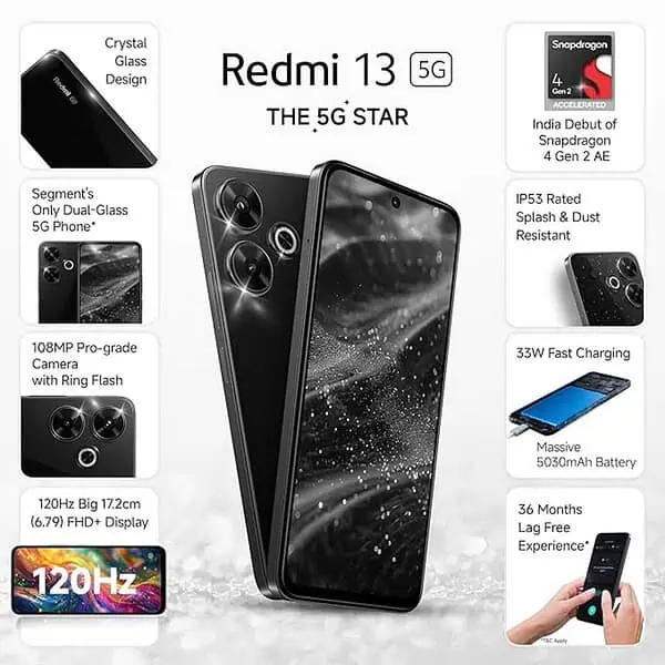 Redmi 13 5G Black Diamond 8GB 128GB 1 - LXINDIA.COM