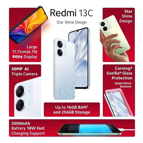 Redmi 13C Starfrost White 6GB RAM 128GB Storage 1 - LXINDIA.COM