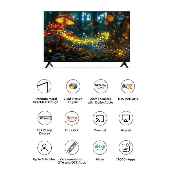 Redmi 80 cm 32 inches F Series HD Ready Smart LED Fire TV L32MA FVIN Black4 - LXINDIA.COM