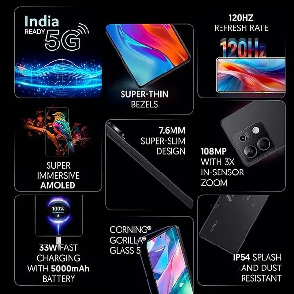 Redmi Note 13 5G Stealth Black 6GB RAM 128GB Storage 1 - LXINDIA.COM