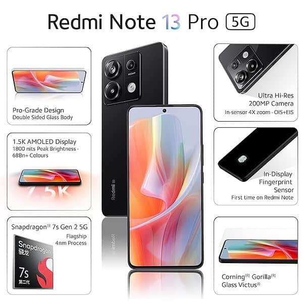 Redmi Note 13 Pro Midnight Black 12GB RAM 256GB Storage 1 - LXINDIA.COM