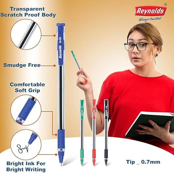 Reynolds BRITE Ball Pen SET 25 BLUE PENS WITH COMFORTABLE GRIP2 - LXINDIA.COM