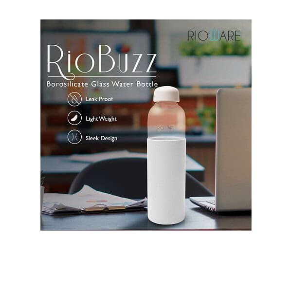 Rioware Purifa Borosilicate Glass Water Bottle 750Ml white - LXINDIA.COM