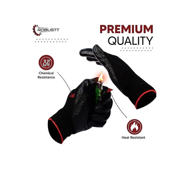 Robustt Nylon Nitrile Coated Industrial Safety Hand Gloves Pack of 5 A - LXINDIA.COM