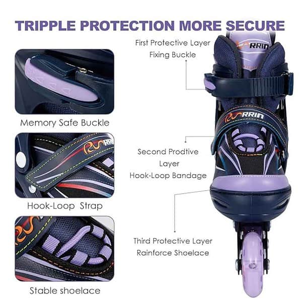 RunRRIn Adjustable Inline Skates for Kids and Adults with Full Light Up Wheels Purple M 1 - LXINDIA.COM