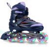 RunRRIn Adjustable Inline Skates for Kids and Adults with Full Light Up Wheels Purple M - LXINDIA.COM