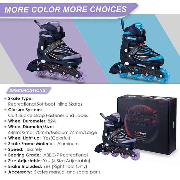 RunRRIn Adjustable Inline Skates for Kids and Adults with Full Light Up Wheels Purple M 2 - LXINDIA.COM