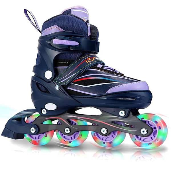 RunRRIn Adjustable Inline Skates for Kids and Adults with Full Light Up Wheels Purple M - LXINDIA.COM