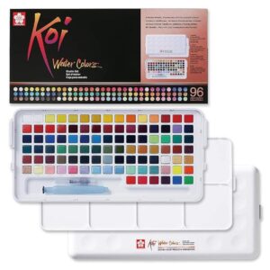 SAKURA Koi Watercolor Set 96Colors 1Water Brush 1Palette - LXINDIA.COM