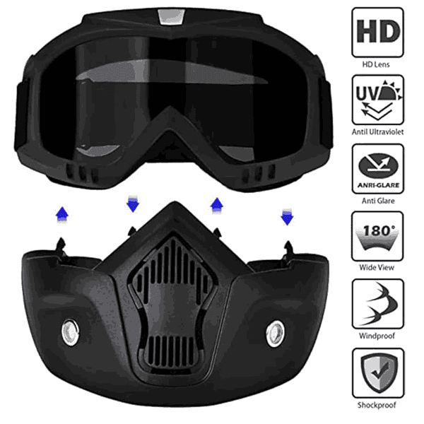 SARTE TPU Goggle Mask With Adjustable Strap Black1 - LXINDIA.COM