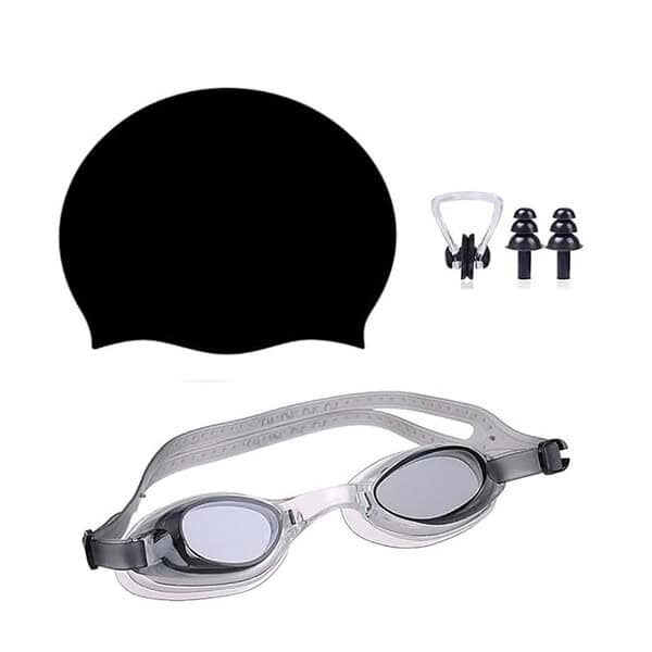 SHIFTER swimming kit combo set with wide lense swimming goggles blue silicone swimming cap BLACK - LXINDIA.COM