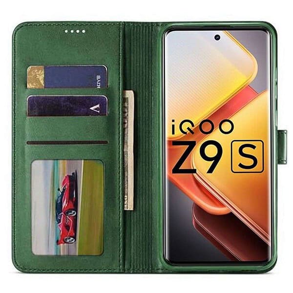 SHINESTAR iQOO Z9s 5G Flip Back Cover Green1 - LXINDIA.COM