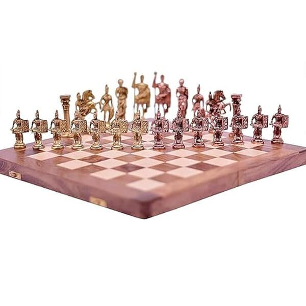 SHORO Brass Chess Set With Wooden Board 14X14 For 4 Years And Up 3 - LXINDIA.COM