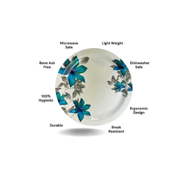 SKG ENTERPRISES Melamine Dinner Plates 6 Pieces Blue A - LXINDIA.COM