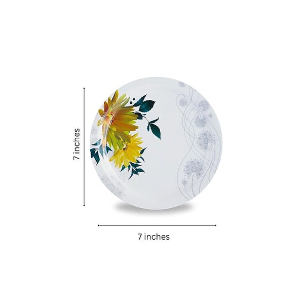 SKG ENTERPRISES Melamine Quarter Plates 6 PiecesYellow Flower A - LXINDIA.COM