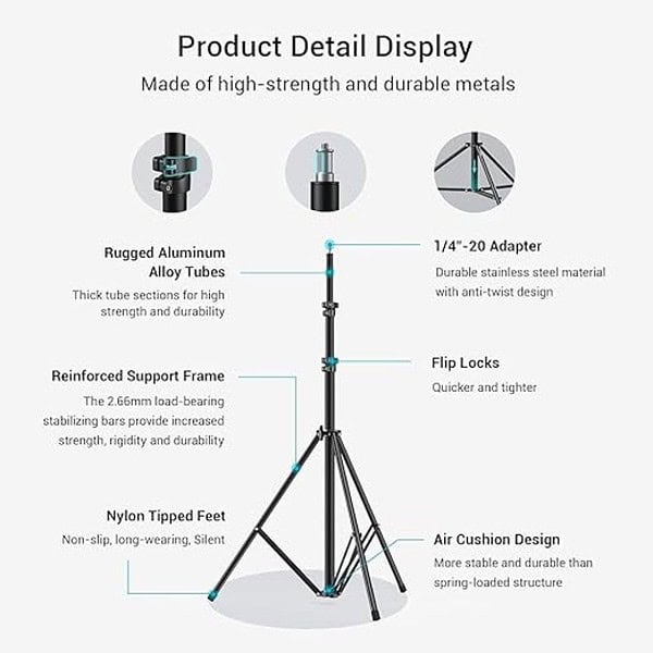 SKYCELL Portable 7 Feet 84 Inch Long Tripod Stand with Adjustable Mobile Clip Holder2 - LXINDIA.COM