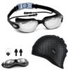 SLOVIC Black Swimming Goggles Black Embossed Swimming Caps - LXINDIA.COM