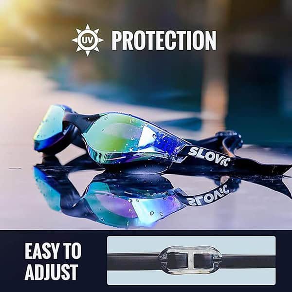 SLOVIC Black Swimming Goggles Nose Bridge Straps with Ear Plugs Nose Clip 2 - LXINDIA.COM