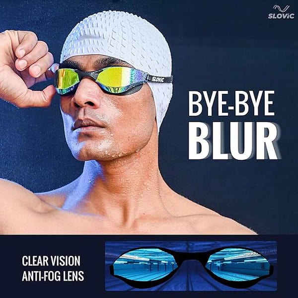 SLOVIC Black Swimming Goggles Nose Bridge Straps with Ear Plugs Nose Clip 3 - LXINDIA.COM