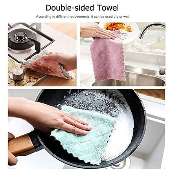 SOBBY 10 Pcs Small Size Kitchen Dish Cleaning Microfiber Wipes Cleaning Cloth 2 - LXINDIA.COM