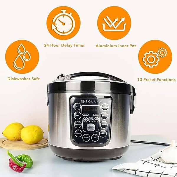 SOLARA MultiPurpose Electric Rice Cooker 4 Litre Silver 1 - LXINDIA.COM