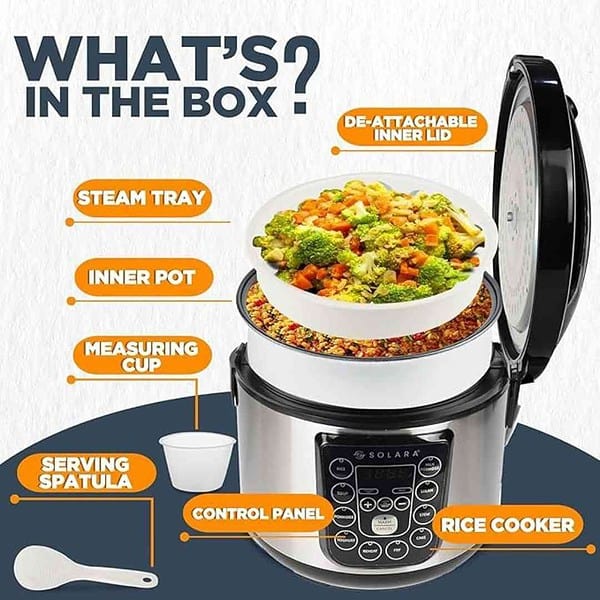 SOLARA MultiPurpose Electric Rice Cooker 4 Litre Silver 3 - LXINDIA.COM