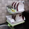 SONANI Kitchen 2 Layer Sink Dish Plate Drying Organizer Green - LXINDIA.COM